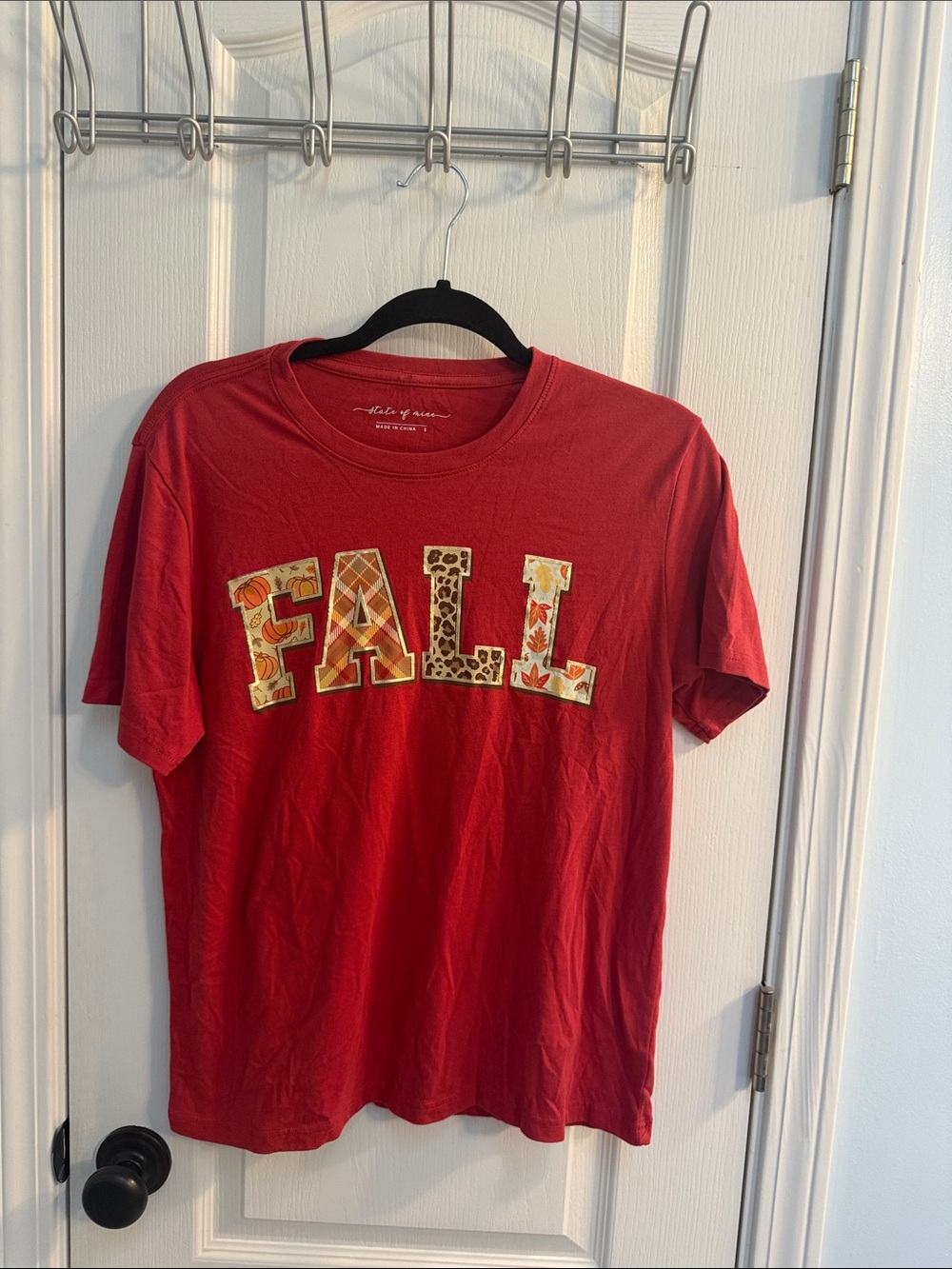 Women's Red 'FALL' Graphic Short Sleeve Tee by